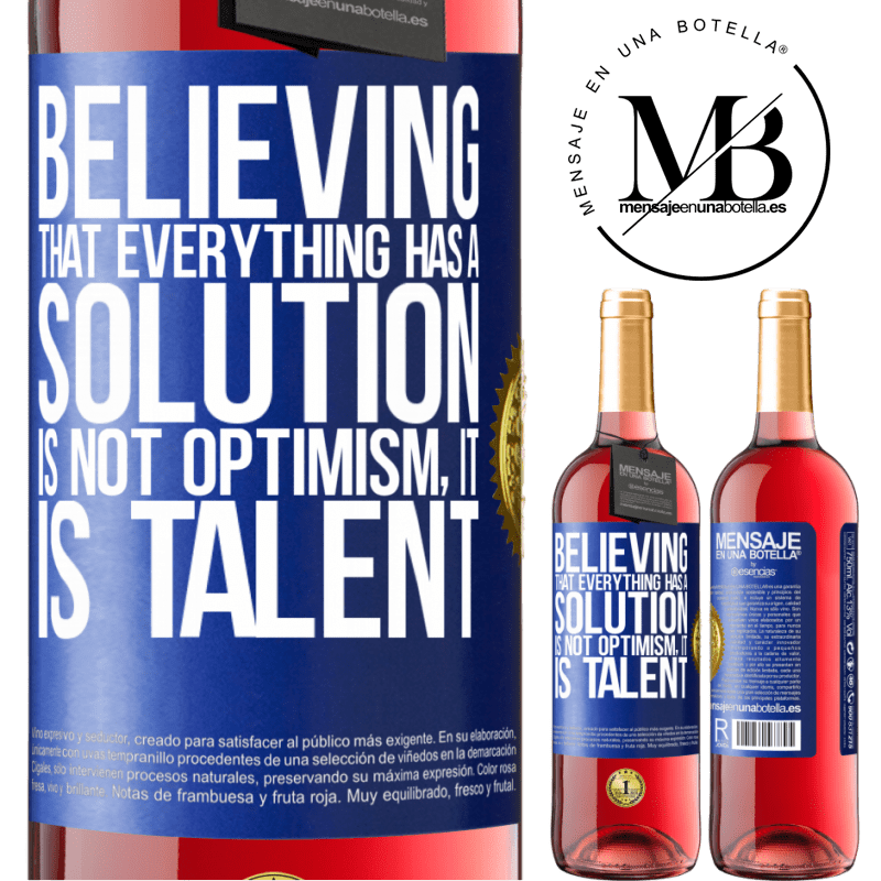 29,95 € Free Shipping | Rosé Wine ROSÉ Edition Believing that everything has a solution is not optimism. Is slow Blue Label. Customizable label Young wine Harvest 2022 Tempranillo