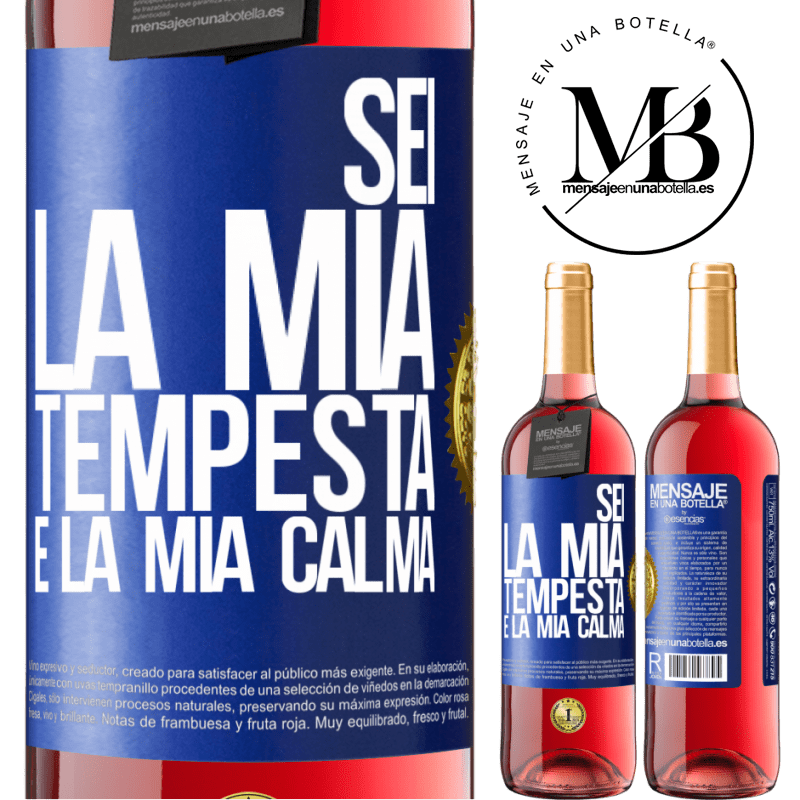 29,95 € Spedizione Gratuita | Vino rosato Edizione ROSÉ Sei la mia tempesta e la mia calma Etichetta Blu. Etichetta personalizzabile Vino giovane Raccogliere 2023 Tempranillo