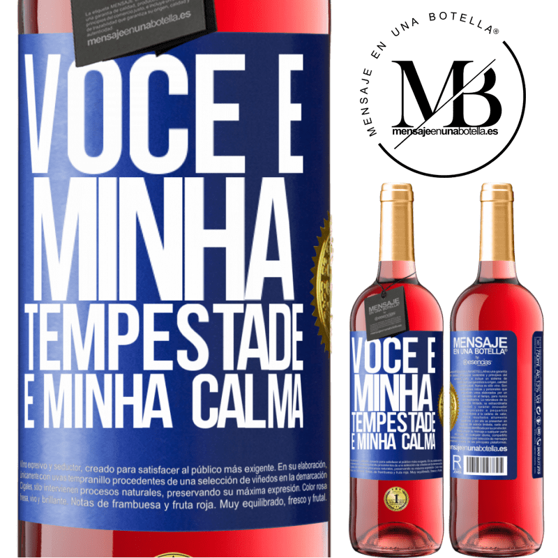 29,95 € Envio grátis | Vinho rosé Edição ROSÉ Você é minha tempestade e minha calma Etiqueta Azul. Etiqueta personalizável Vinho jovem Colheita 2025 Tempranillo