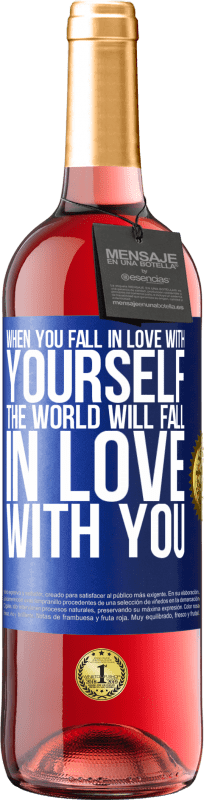 29,95 € | Rosé Wine ROSÉ Edition When you fall in love with yourself, the world will fall in love with you Blue Label. Customizable label Young wine Harvest 2023 Tempranillo