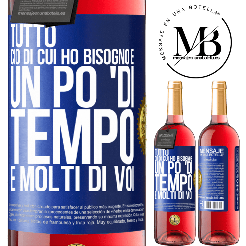 29,95 € Spedizione Gratuita | Vino rosato Edizione ROSÉ Tutto ciò di cui ho bisogno è un po 'di tempo e molti di voi Etichetta Blu. Etichetta personalizzabile Vino giovane Raccogliere 2023 Tempranillo