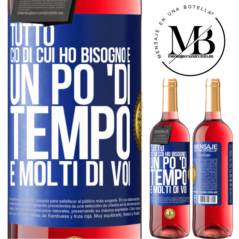 29,95 € Spedizione Gratuita | Vino rosato Edizione ROSÉ Tutto ciò di cui ho bisogno è un po 'di tempo e molti di voi Etichetta Blu. Etichetta personalizzabile Vino giovane Raccogliere 2025 Tempranillo