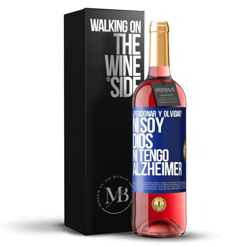 29,95 € Envío gratis | Vino Rosado Edición ROSÉ ¿Perdonar y olvidar? Ni soy Dios, ni tengo alzheimer Etiqueta Azul. Etiqueta personalizable Vino joven Cosecha 2024 Tempranillo