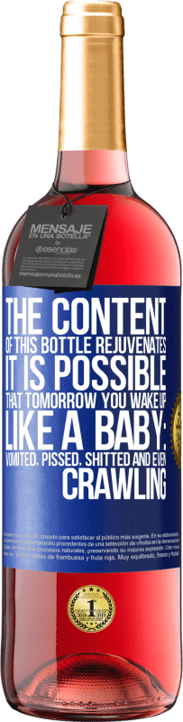 29,95 € | ロゼワイン ROSÉエディション このボトルの内容は若返ります。明日、赤ちゃんのように目覚める可能性があります：嘔吐、腹を立て、たわごと、さらにはcう 青いタグ. カスタマイズ可能なラベル 若いワイン 収穫 2023 Tempranillo