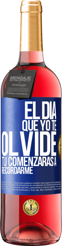 Envío gratis | Vino Rosado Edición ROSÉ El día que yo te olvide, tú comenzarás a recordarme Etiqueta Azul. Etiqueta personalizable Vino joven Cosecha 2023 Tempranillo