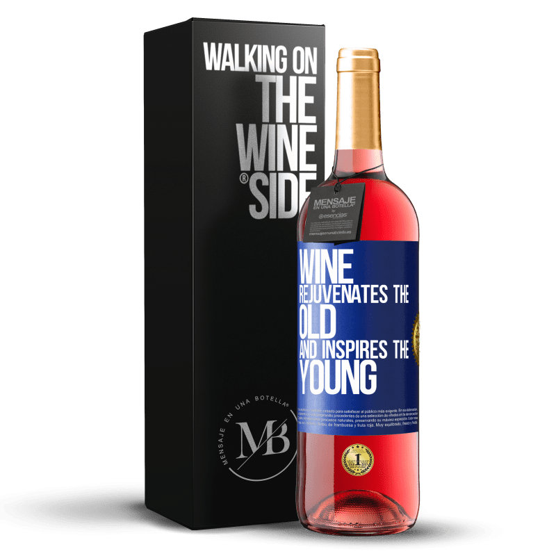 29,95 € Бесплатная доставка | Розовое вино Издание ROSÉ Вино омолаживает старое и вдохновляет молодых Синяя метка. Настраиваемая этикетка Молодое вино Урожай 2023 Tempranillo