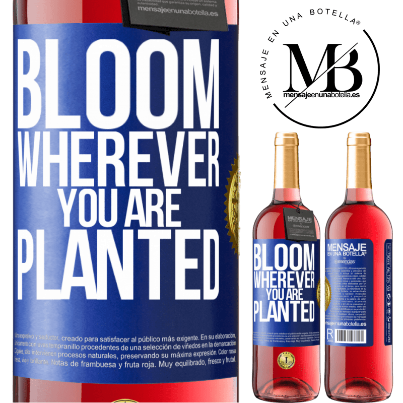 29,95 € Free Shipping | Rosé Wine ROSÉ Edition It blooms wherever you are planted Blue Label. Customizable label Young wine Harvest 2022 Tempranillo