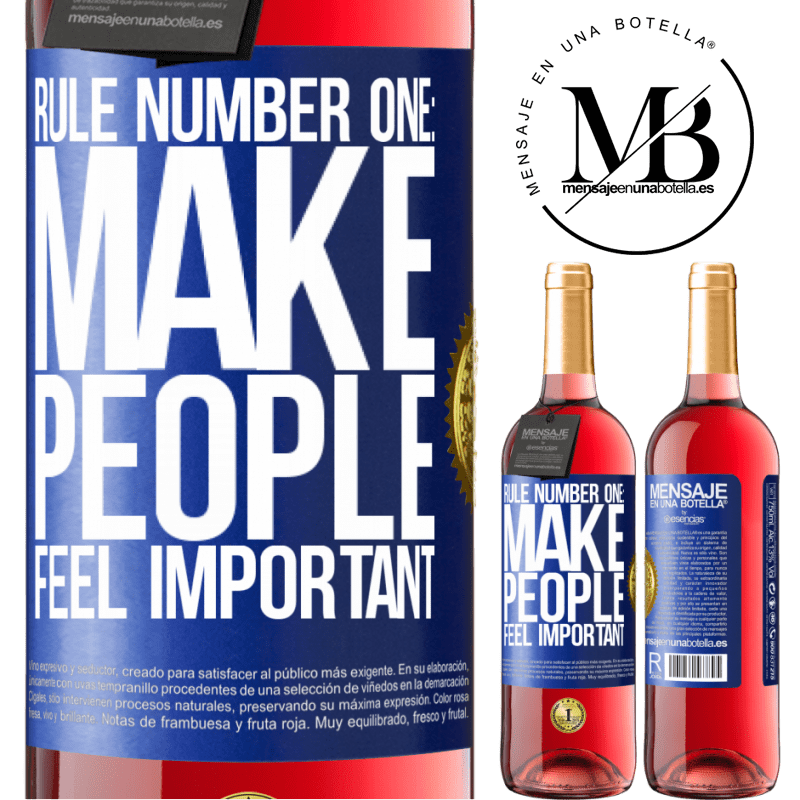 29,95 € Free Shipping | Rosé Wine ROSÉ Edition Rule number one: make people feel important Blue Label. Customizable label Young wine Harvest 2021 Tempranillo
