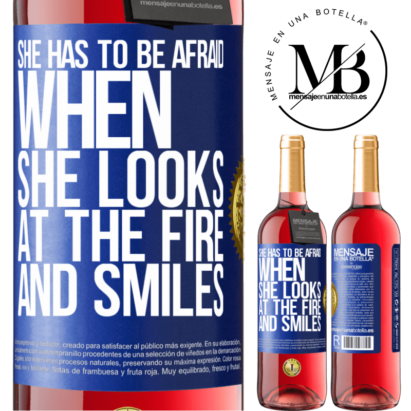 29,95 € Free Shipping | Rosé Wine ROSÉ Edition She has to be afraid when she looks at the fire and smiles Blue Label. Customizable label Young wine Harvest 2022 Tempranillo