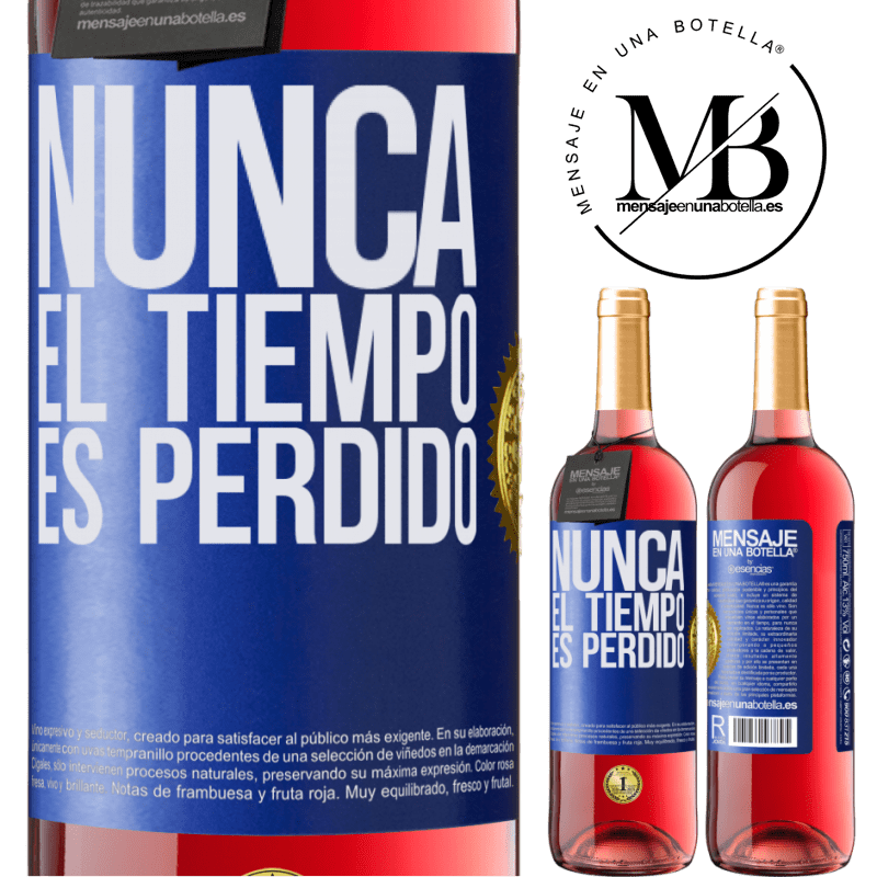 29,95 € Envío gratis | Vino Rosado Edición ROSÉ Nunca el tiempo es perdido Etiqueta Azul. Etiqueta personalizable Vino joven Cosecha 2023 Tempranillo