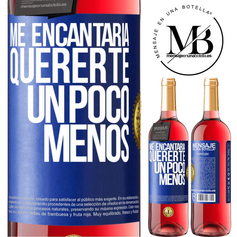 29,95 € Envío gratis | Vino Rosado Edición ROSÉ Me encantaría quererte un poco menos Etiqueta Azul. Etiqueta personalizable Vino joven Cosecha 2025 Tempranillo