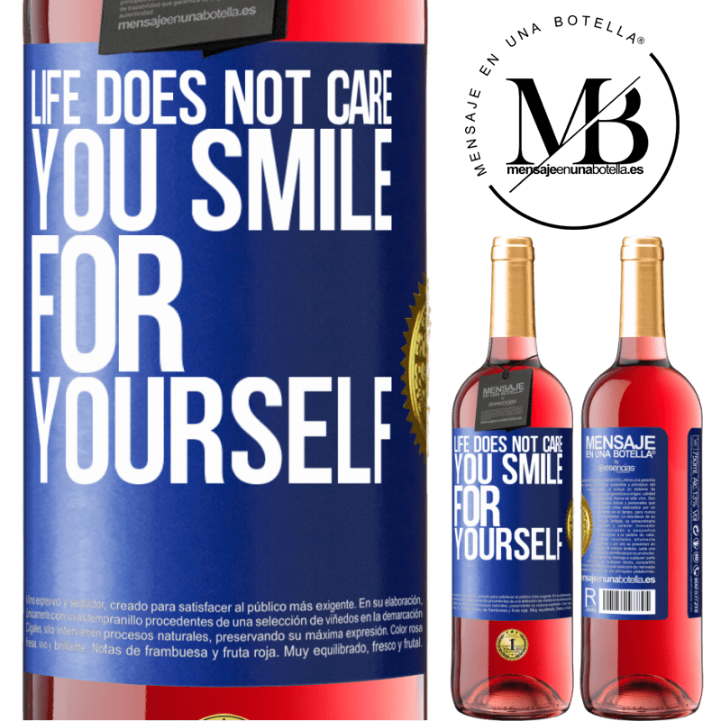 29,95 € Free Shipping | Rosé Wine ROSÉ Edition Life does not care, you smile for yourself Blue Label. Customizable label Young wine Harvest 2022 Tempranillo