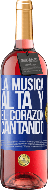 29,95 € | Vino Rosado Edición ROSÉ La música alta y el corazón cantando Etiqueta Azul. Etiqueta personalizable Vino joven Cosecha 2023 Tempranillo