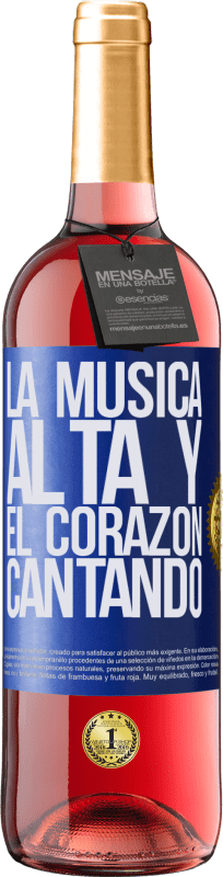 29,95 € | Vino Rosado Edición ROSÉ La música alta y el corazón cantando Etiqueta Azul. Etiqueta personalizable Vino joven Cosecha 2024 Tempranillo