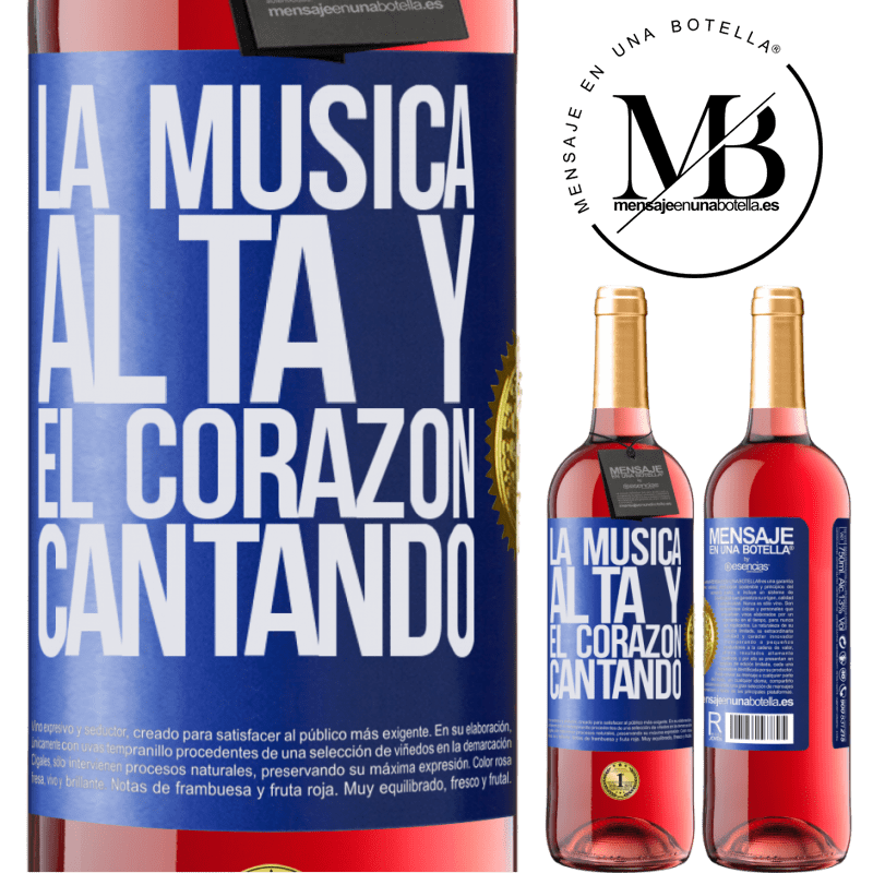 29,95 € Envío gratis | Vino Rosado Edición ROSÉ La música alta y el corazón cantando Etiqueta Azul. Etiqueta personalizable Vino joven Cosecha 2023 Tempranillo