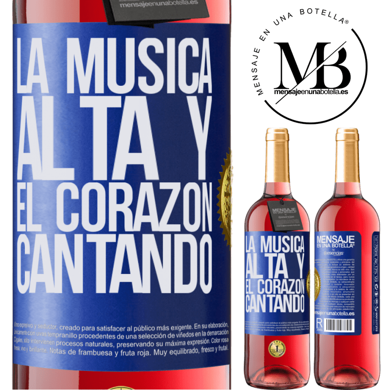 29,95 € Envío gratis | Vino Rosado Edición ROSÉ La música alta y el corazón cantando Etiqueta Azul. Etiqueta personalizable Vino joven Cosecha 2025 Tempranillo