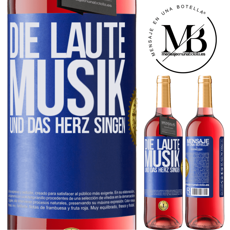 29,95 € Kostenloser Versand | Roséwein ROSÉ Ausgabe Musik laut und Herz singend Blaue Markierung. Anpassbares Etikett Junger Wein Ernte 2023 Tempranillo