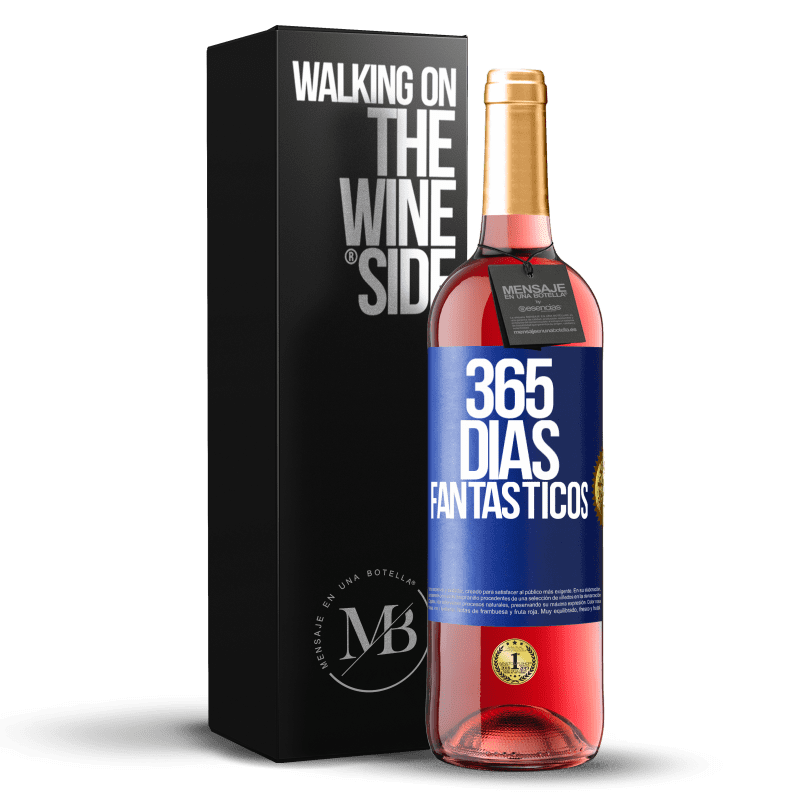 29,95 € Envío gratis | Vino Rosado Edición ROSÉ 365 días fantásticos Etiqueta Azul. Etiqueta personalizable Vino joven Cosecha 2024 Tempranillo