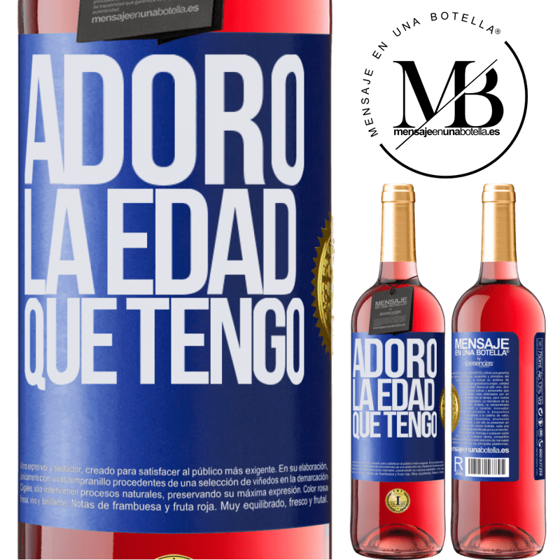 29,95 € Бесплатная доставка | Розовое вино Издание ROSÉ Я обожаю сколько мне лет Синяя метка. Настраиваемая этикетка Молодое вино Урожай 2022 Tempranillo