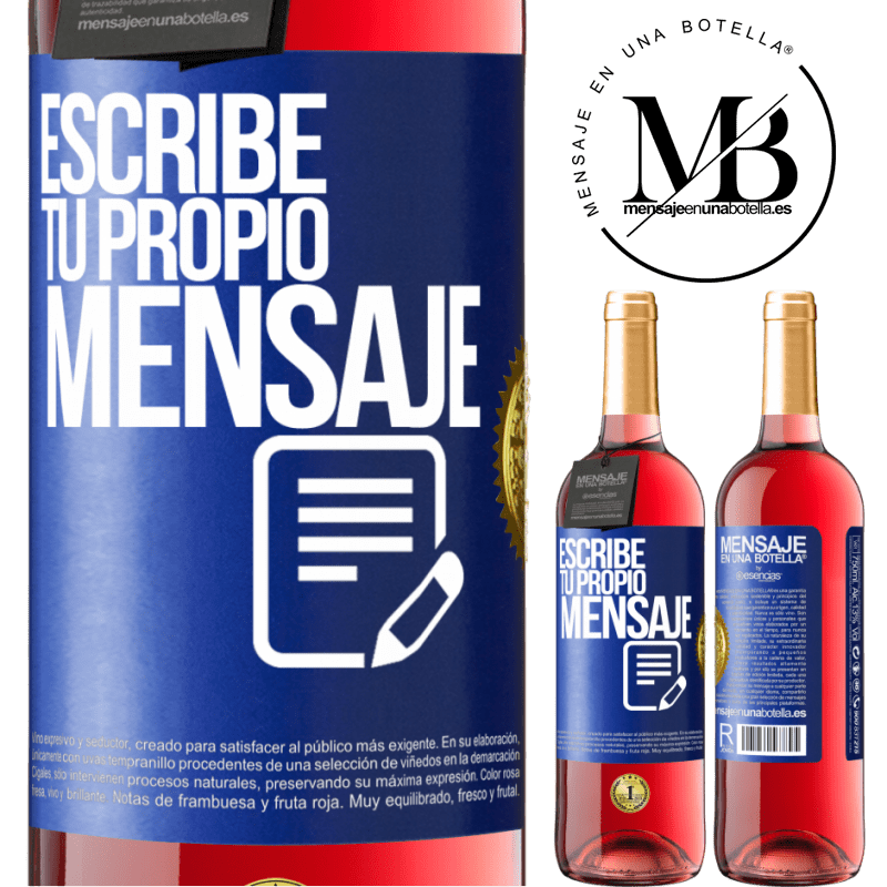 29,95 € Envío gratis | Vino Rosado Edición ROSÉ Escribe tu propio mensaje Etiqueta Azul. Etiqueta personalizable Vino joven Cosecha 2025 Tempranillo