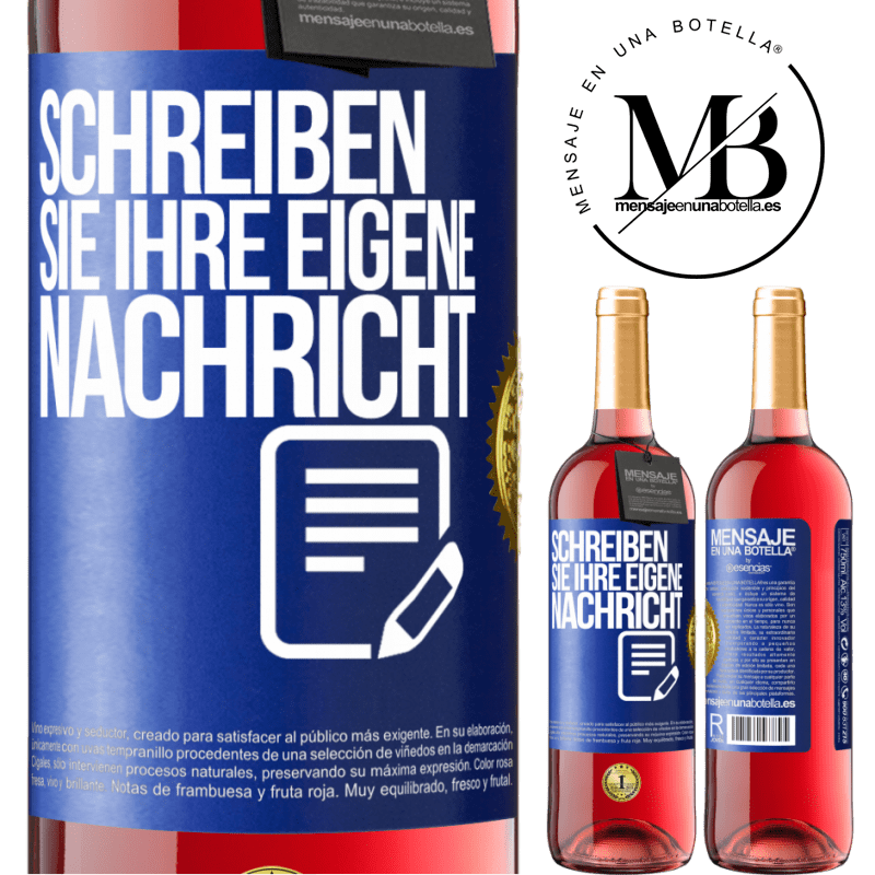 29,95 € Kostenloser Versand | Roséwein ROSÉ Ausgabe Schreib deine eigene Nachricht Blaue Markierung. Anpassbares Etikett Junger Wein Ernte 2024 Tempranillo