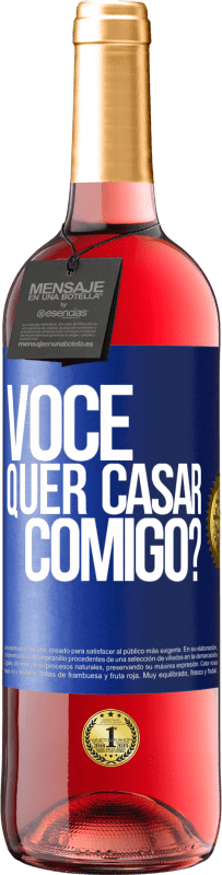 Envio grátis | Vinho rosé Edição ROSÉ Você quer casar comigo? Etiqueta Azul. Etiqueta personalizável Vinho jovem Colheita 2023 Tempranillo