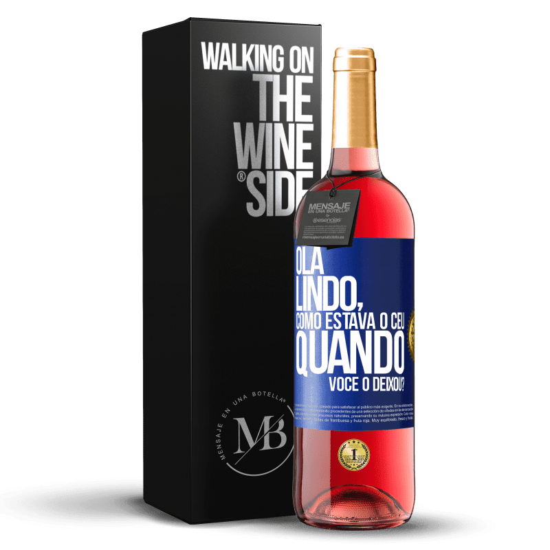 29,95 € Envio grátis | Vinho rosé Edição ROSÉ Olá lindo, como estava o céu quando você o deixou? Etiqueta Azul. Etiqueta personalizável Vinho jovem Colheita 2023 Tempranillo