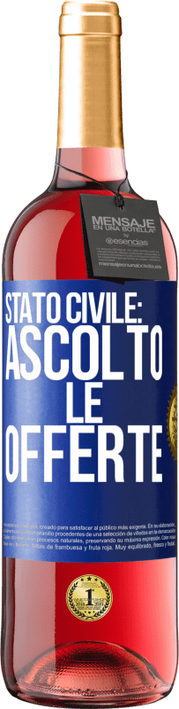 Spedizione Gratuita | Vino rosato Edizione ROSÉ Stato civile: ascolto le offerte Etichetta Blu. Etichetta personalizzabile Vino giovane Raccogliere 2023 Tempranillo