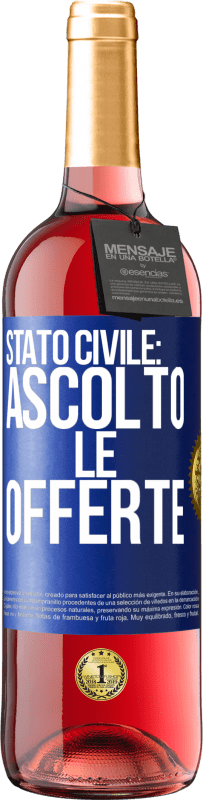 29,95 € Spedizione Gratuita | Vino rosato Edizione ROSÉ Stato civile: ascolto le offerte Etichetta Blu. Etichetta personalizzabile Vino giovane Raccogliere 2025 Tempranillo