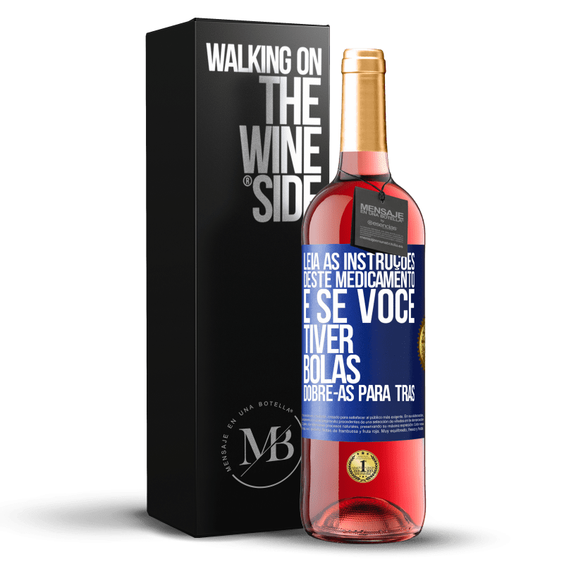 29,95 € Envio grátis | Vinho rosé Edição ROSÉ Leia as instruções deste medicamento e se você tiver bolas, dobre-as para trás Etiqueta Azul. Etiqueta personalizável Vinho jovem Colheita 2024 Tempranillo