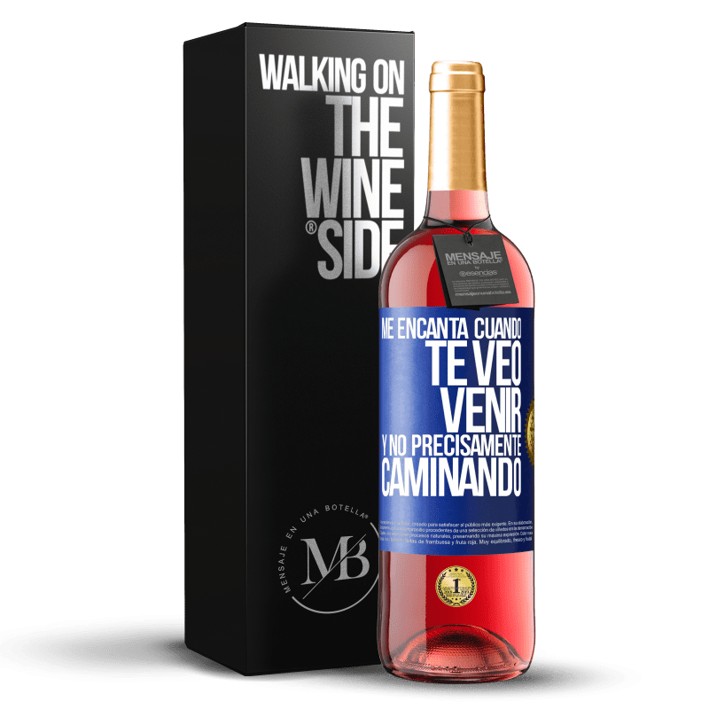 29,95 € Envío gratis | Vino Rosado Edición ROSÉ Me encanta cuando te veo venir y no precisamente caminando Etiqueta Azul. Etiqueta personalizable Vino joven Cosecha 2023 Tempranillo