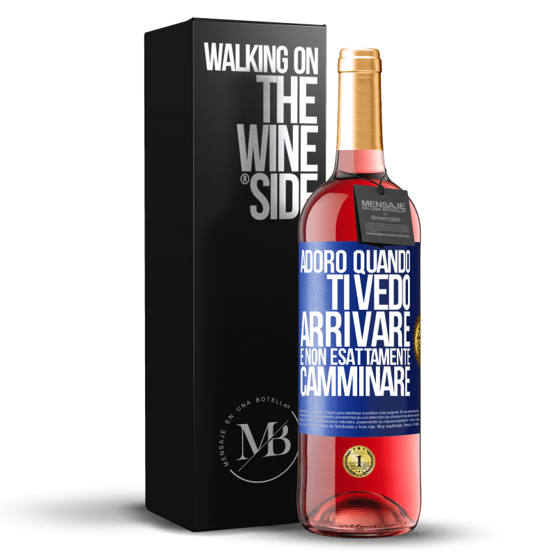 29,95 € Spedizione Gratuita | Vino rosato Edizione ROSÉ Adoro quando ti vedo arrivare e non esattamente camminare Etichetta Blu. Etichetta personalizzabile Vino giovane Raccogliere 2023 Tempranillo