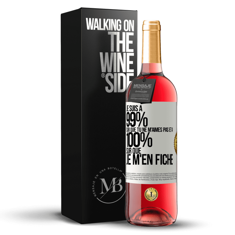 29,95 € Envoi gratuit | Vin rosé Édition ROSÉ Je suis à 99% sûr que tu ne m'aimes pas et à 100% sûr que je m'en fiche Étiquette Blanche. Étiquette personnalisable Vin jeune Récolte 2024 Tempranillo