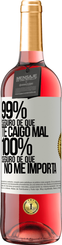 29,95 € | Vino Rosado Edición ROSÉ 99% seguro de que te caigo mal. 100% seguro de que no me importa Etiqueta Blanca. Etiqueta personalizable Vino joven Cosecha 2025 Tempranillo