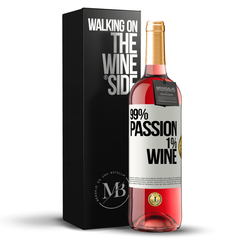 29,95 € 送料無料 | ロゼワイン ROSÉエディション 99% passion, 1% wine ホワイトラベル. カスタマイズ可能なラベル 若いワイン 収穫 2024 Tempranillo