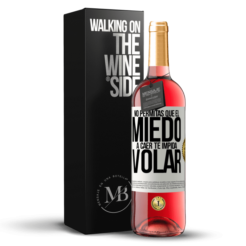 29,95 € Envío gratis | Vino Rosado Edición ROSÉ No permitas que el miedo a caer te impida volar Etiqueta Blanca. Etiqueta personalizable Vino joven Cosecha 2024 Tempranillo