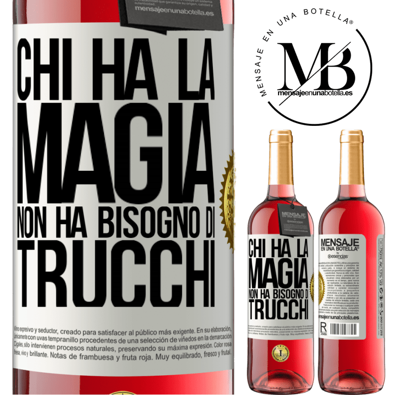 29,95 € Spedizione Gratuita | Vino rosato Edizione ROSÉ Chi ha la magia non ha bisogno di trucchi Etichetta Bianca. Etichetta personalizzabile Vino giovane Raccogliere 2024 Tempranillo