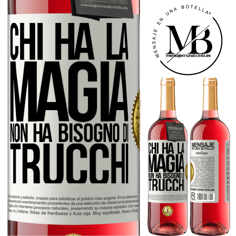 29,95 € Spedizione Gratuita | Vino rosato Edizione ROSÉ Chi ha la magia non ha bisogno di trucchi Etichetta Bianca. Etichetta personalizzabile Vino giovane Raccogliere 2025 Tempranillo