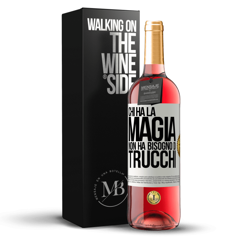 29,95 € Spedizione Gratuita | Vino rosato Edizione ROSÉ Chi ha la magia non ha bisogno di trucchi Etichetta Bianca. Etichetta personalizzabile Vino giovane Raccogliere 2024 Tempranillo