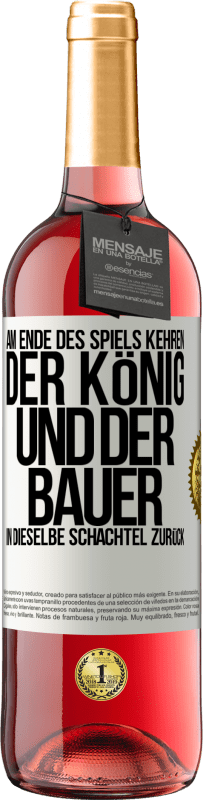 29,95 € Kostenloser Versand | Roséwein ROSÉ Ausgabe Am Ende des Spiels kehren der König und der Bauer in dieselbe Schachtel zurück Weißes Etikett. Anpassbares Etikett Junger Wein Ernte 2024 Tempranillo