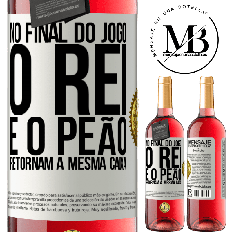 29,95 € Envio grátis | Vinho rosé Edição ROSÉ No final do jogo, o rei e o peão retornam à mesma caixa Etiqueta Branca. Etiqueta personalizável Vinho jovem Colheita 2025 Tempranillo