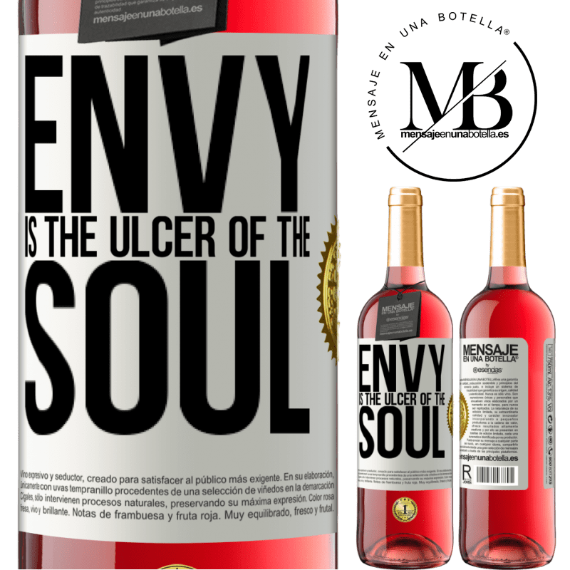 24,95 € Free Shipping | Rosé Wine ROSÉ Edition Envy is the ulcer of the soul White Label. Customizable label Young wine Harvest 2021 Tempranillo