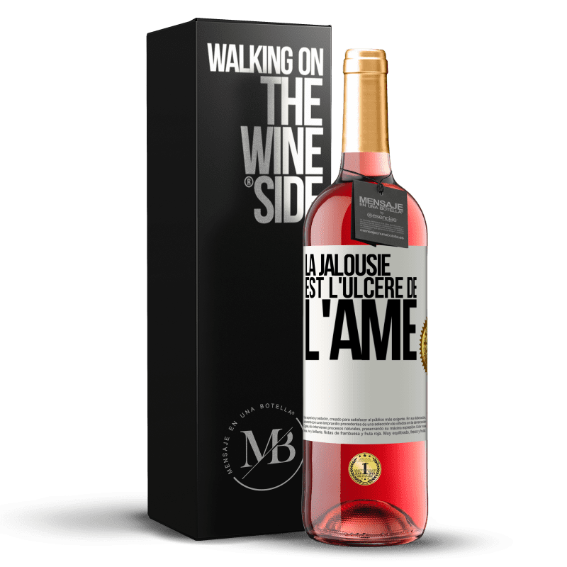 29,95 € Envoi gratuit | Vin rosé Édition ROSÉ La jalousie est l'ulcère de l'âme Étiquette Blanche. Étiquette personnalisable Vin jeune Récolte 2023 Tempranillo