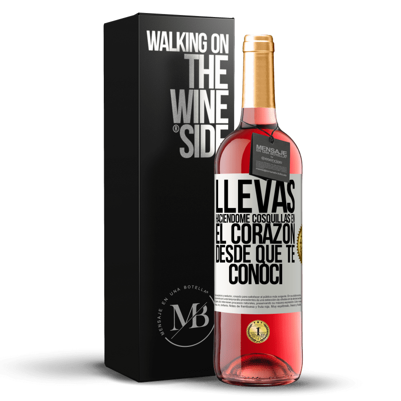 29,95 € Envoi gratuit | Vin rosé Édition ROSÉ Tu chatouilles mon cœur depuis que je t'ai rencontré Étiquette Blanche. Étiquette personnalisable Vin jeune Récolte 2022 Tempranillo