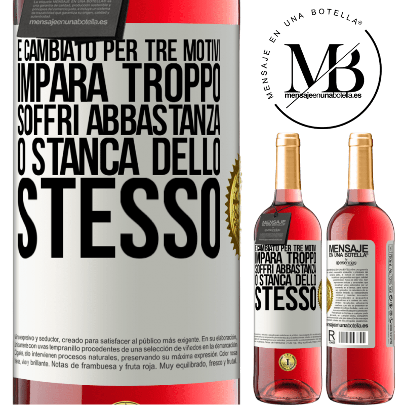 29,95 € Spedizione Gratuita | Vino rosato Edizione ROSÉ È cambiato per tre motivi. Impara troppo, soffri abbastanza o stanca dello stesso Etichetta Bianca. Etichetta personalizzabile Vino giovane Raccogliere 2025 Tempranillo