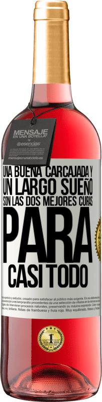 29,95 € | Vino Rosado Edición ROSÉ Una buena carcajada y un largo sueño son las dos mejores curas para casi todo Etiqueta Blanca. Etiqueta personalizable Vino joven Cosecha 2025 Tempranillo