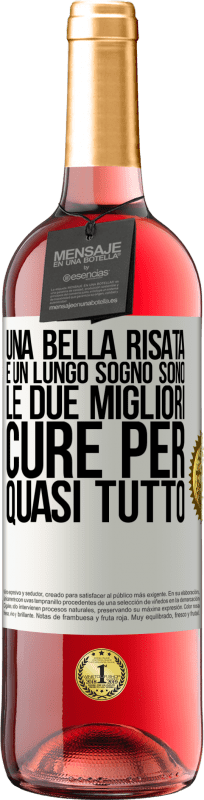 29,95 € | Vino rosato Edizione ROSÉ Una bella risata e un lungo sogno sono le due migliori cure per quasi tutto Etichetta Bianca. Etichetta personalizzabile Vino giovane Raccogliere 2024 Tempranillo