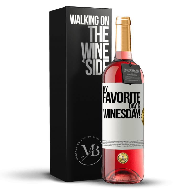 29,95 € Free Shipping | Rosé Wine ROSÉ Edition My favorite day is winesday! White Label. Customizable label Young wine Harvest 2023 Tempranillo