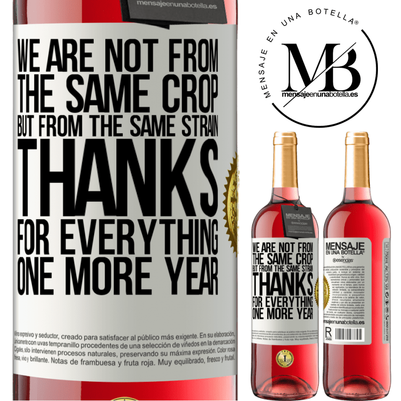 29,95 € Free Shipping | Rosé Wine ROSÉ Edition We are not from the same crop, but from the same strain. Thanks for everything, one more year White Label. Customizable label Young wine Harvest 2023 Tempranillo