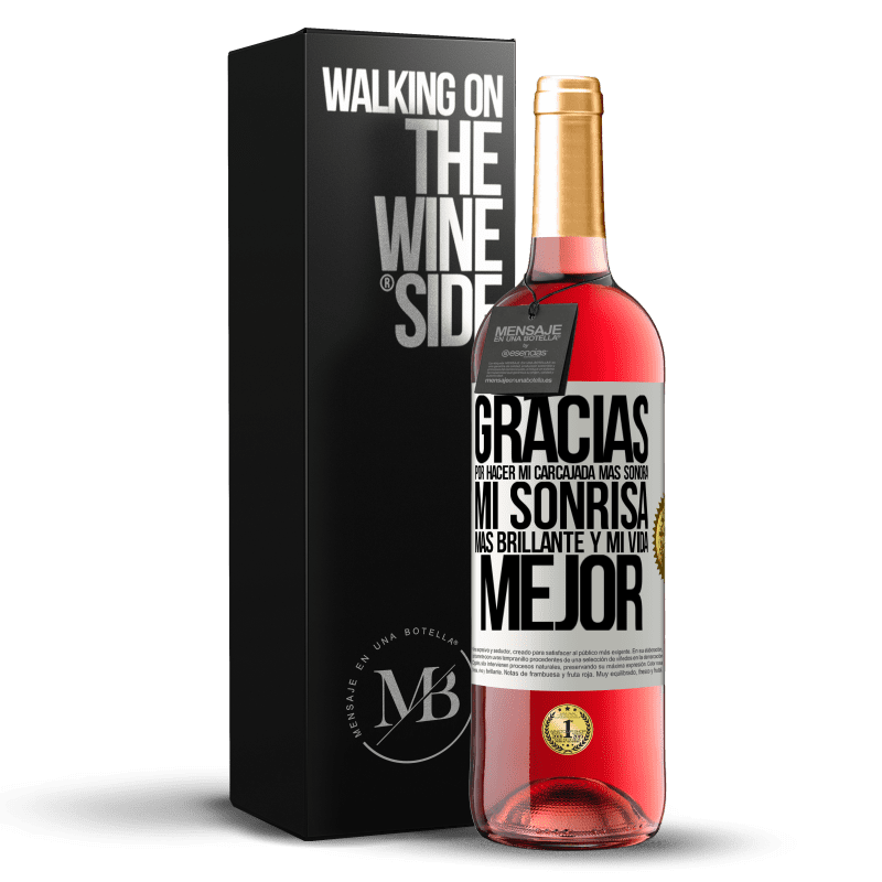 29,95 € Envío gratis | Vino Rosado Edición ROSÉ Gracias por hacer mi carcajada más sonora, mi sonrisa más brillante y mi vida mejor Etiqueta Blanca. Etiqueta personalizable Vino joven Cosecha 2024 Tempranillo